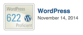 Rachel's Wordpress score on Smarterer
